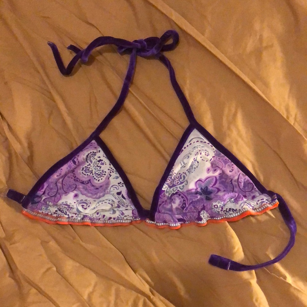 Purple Paisley Triangle Bikini Top